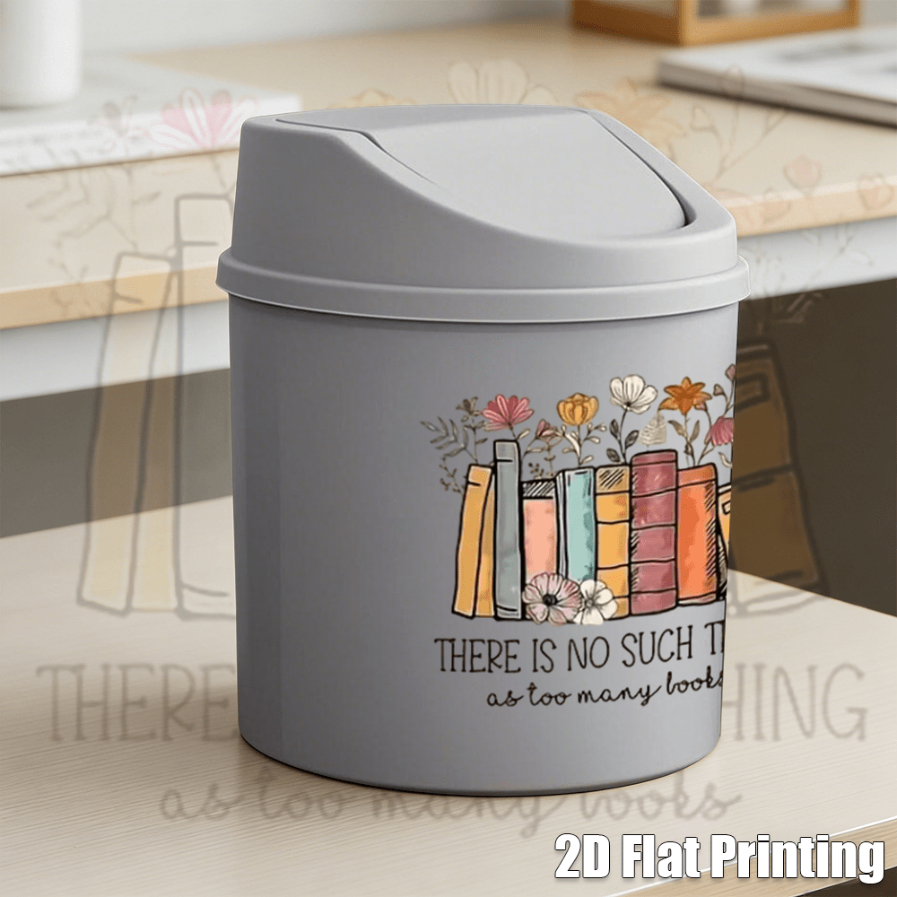 item picture 1pc pattern printing trash   basket desktop trash can with lid for living room bedroom kitchen bathroom office
