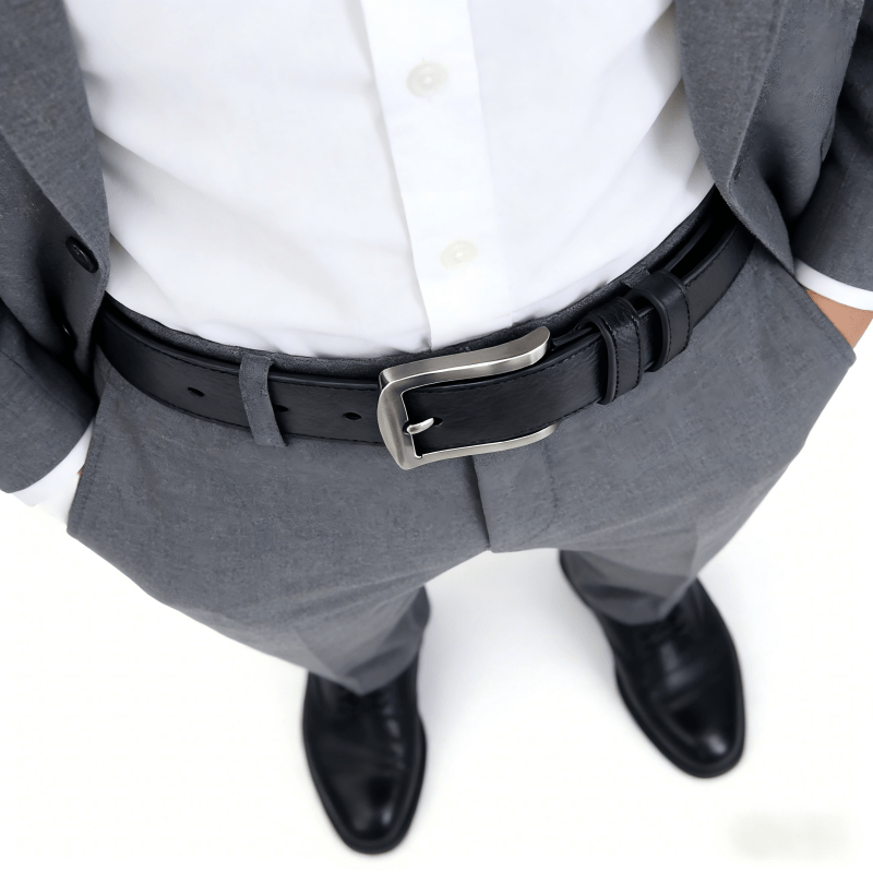 Men'S Genuine Leather Belt, Fashionable Classic Casual Belt, Alloy Pin Buckle Belt, Suitable for Jeans, Pants, Work, And Business Gifts for Dad And Husband