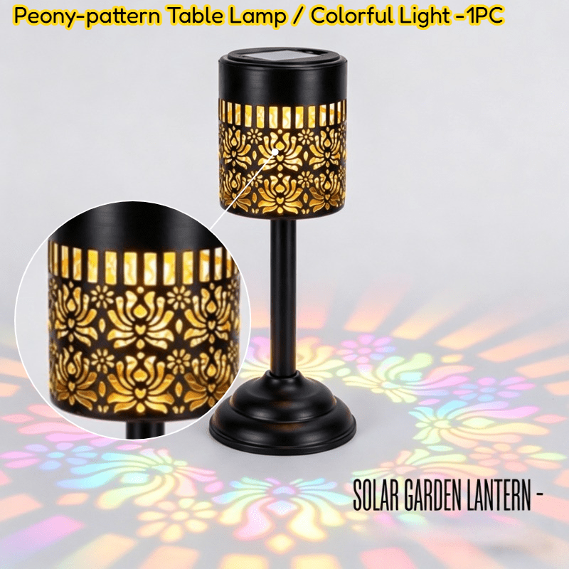 1 Multicolored Solar-powered Led Outdoor Light | Peony-shaped Courtyard Garden Light, Ip65 Protection Rating, Metal Construction, Floral Theme, Solar-powered- For !