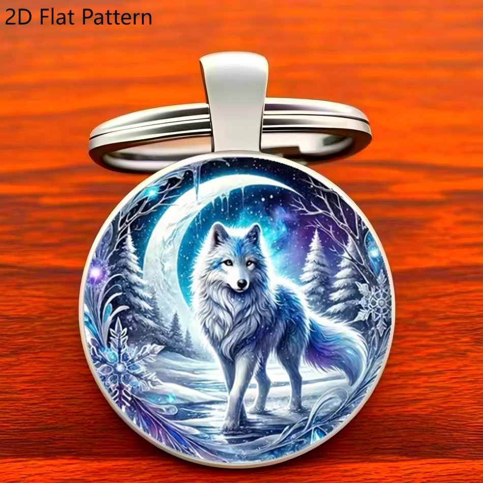 TEMU 1pc 2d Flaqt White Wolf Alloy Key Chain, For , Thanksgiving, Father's Day, Teacher's Day, Mother's Day Alloy Key Chain, The Best G
