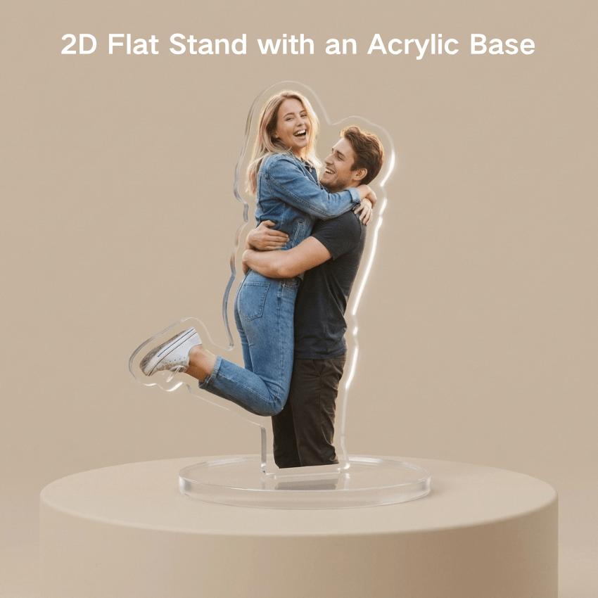 TEMU 2d Flat Personalized Acrylic Photo Frame, Customizable Photo Base | Couple Commemorative Decoration Special Custom Acrylic Frame Stand