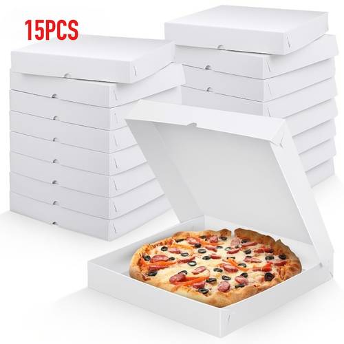 15pcs white pizza boxes 12x12x2 inch large disposable cardboard bakery boxes paper boxes for homemade pizza donuts pastries ideal for home baking commercial use