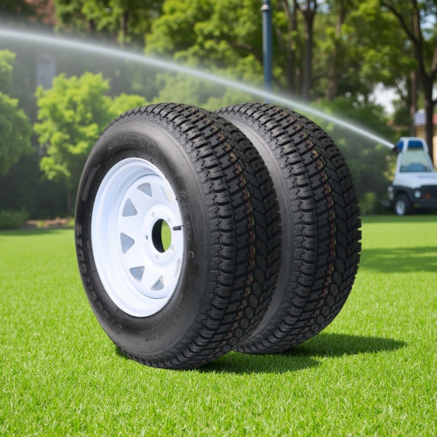TEMU 2pcs St205/75d14 Tires With Rims/wheels - 6pr Heavy-duty Metal 5 Lug 4.5" , Tires For Travel, Camper, Off-road, Boat, Farm & Utility Vehicles,