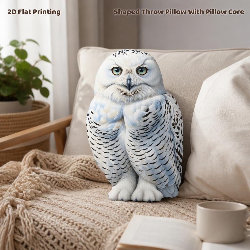 TEMU Coussin décoratif en peluche, motif d'oiseau de hivernale réaliste, de neige, impression 2D plate, pour cadeau, chambre à coucher, canapé,