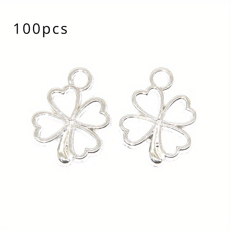 Image of 100pcs/bag 13*17mm Flower Piece Clover Necklace Jewelry Alloy Pendant Jewelry Jewelry Make Vintage Alloy Jewelry Additions