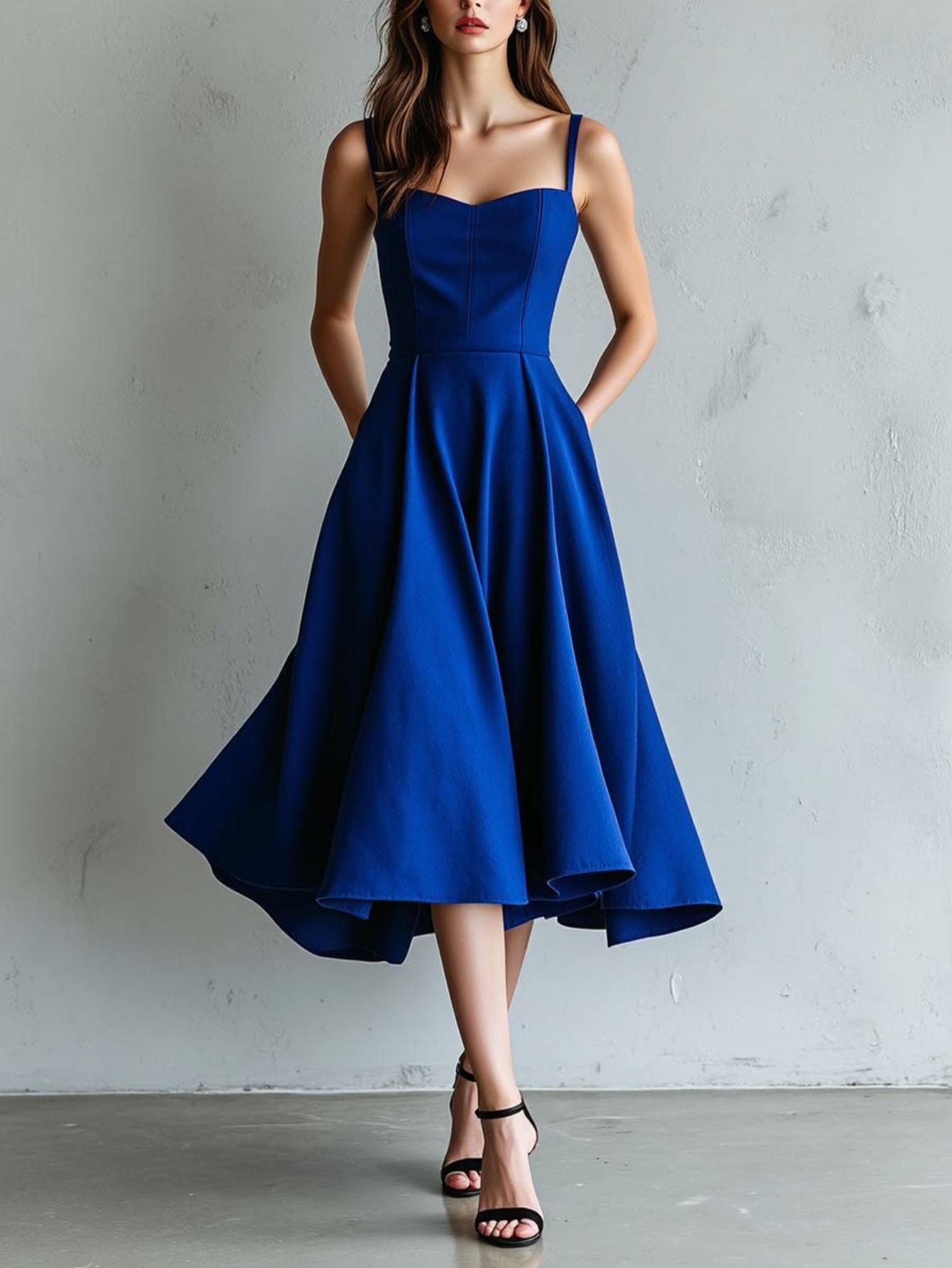 blue dress for baby girl Royal Blue Satin A-line Long Evening Dress, Royal Blue Prom Dress –  Cutedressy main image 1