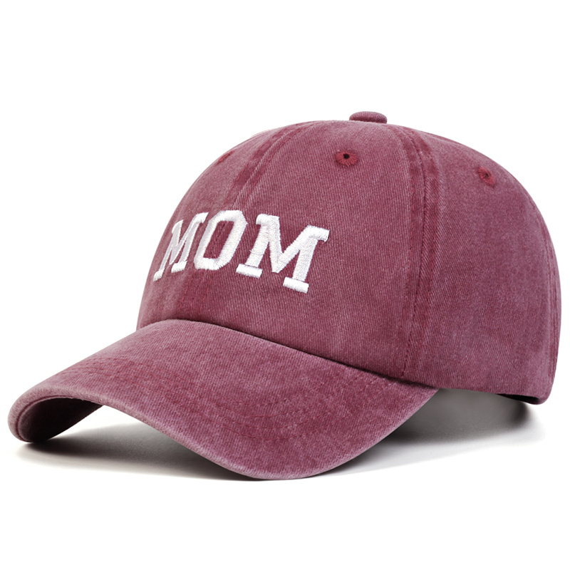 Image of 1pc Dad Mom Letter Embroidery Wash Baseball Caps Spring And Autumn Outdoor Adjustable Casual Hats Sunscreen Hat