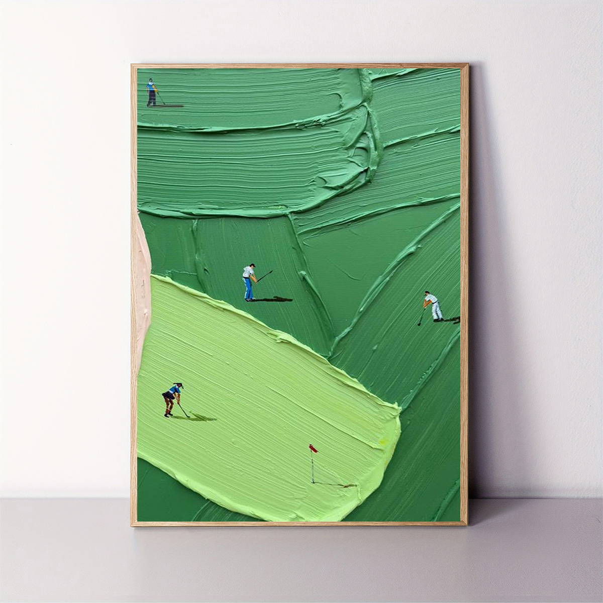 TEMU 2D , 2D , 2D 1 pieza 12X16 Pulgadas de Pared de de Golf Verde - Pintura Minimalista Texturizada de Swing de Golf, Silueta de , Póster de y Verde