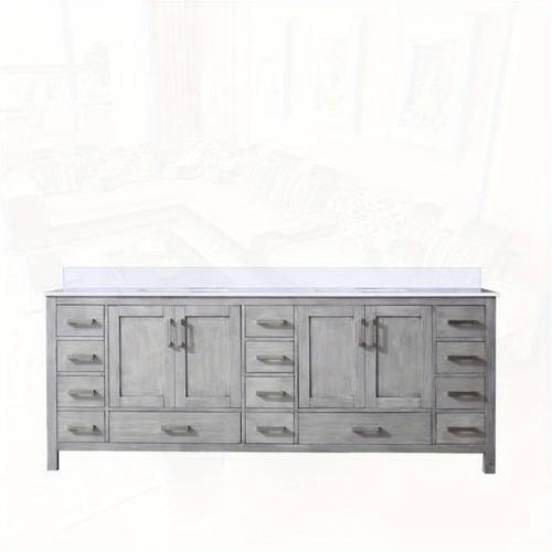 distressed grey double bath vanity 84 x 22 with cultured