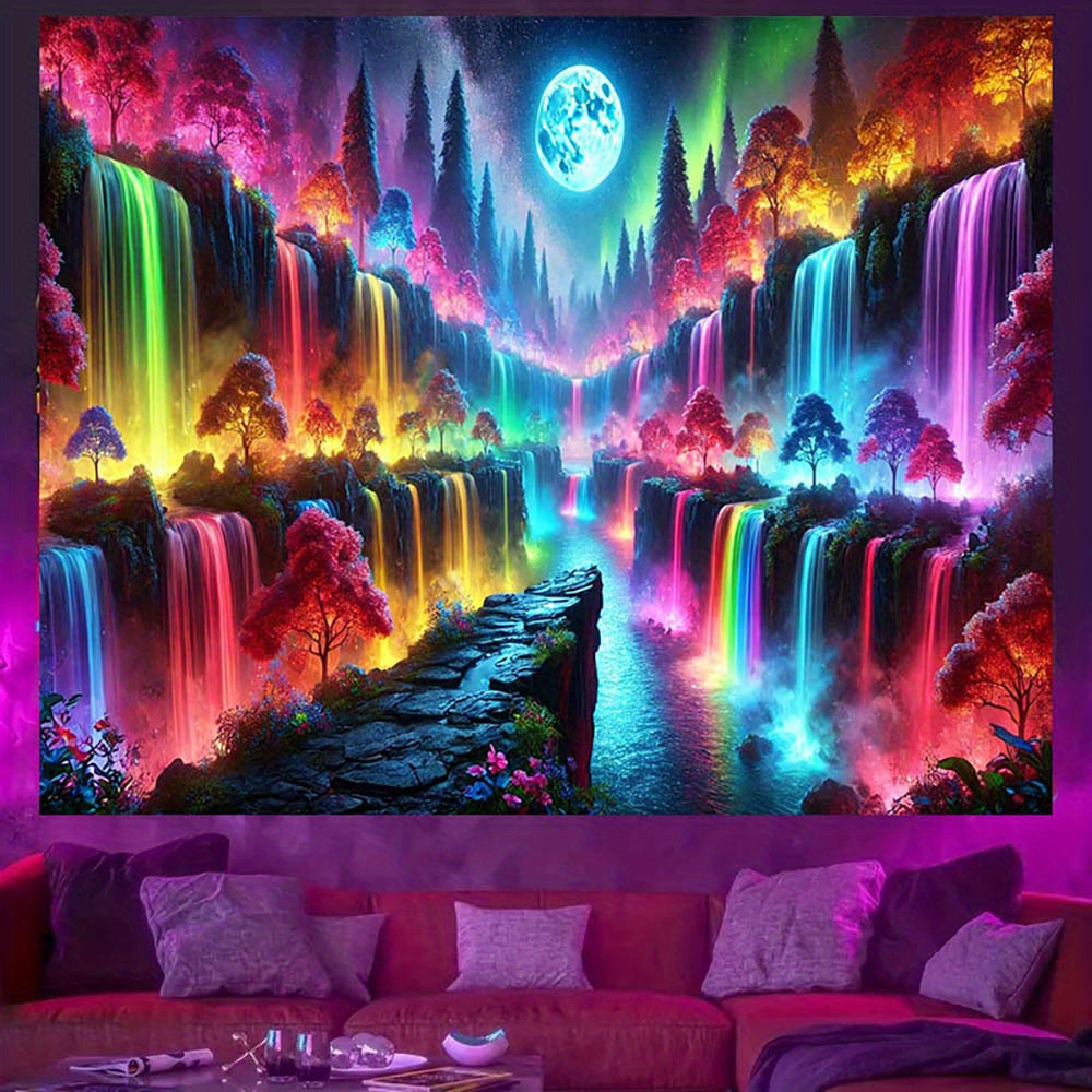 Neon Glow-in-the-dark Galaxy Tapestry Uv Reactive Blacklight Art_voghion.com