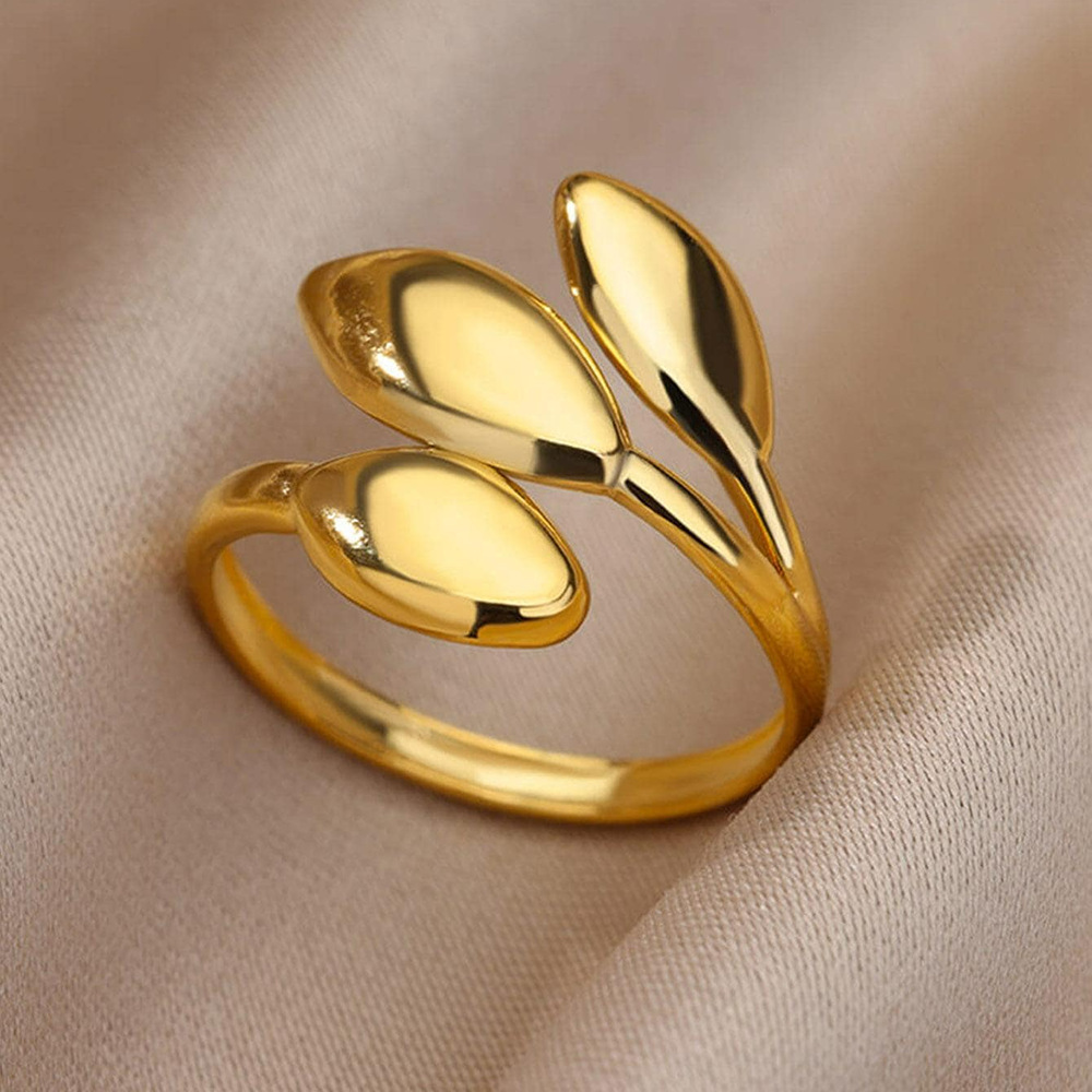 Tri-Leaf Adjustable Open Ring in 304 304 Stainless Steel Material Tarnish-Proof Perfect for Daily Wear Holiday Occasions Stylish Unisex Gift for Teenager For Teenager