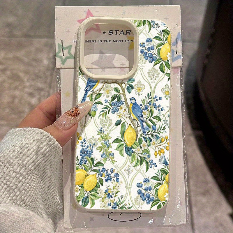 TEMU Phone Case - Fashionable Hand-drawn Lemon Tree Floral And Suitable For Tpu Cases For Iphone 16 Pro Max, Compatible With Iphone 16 Pro Max/14/16