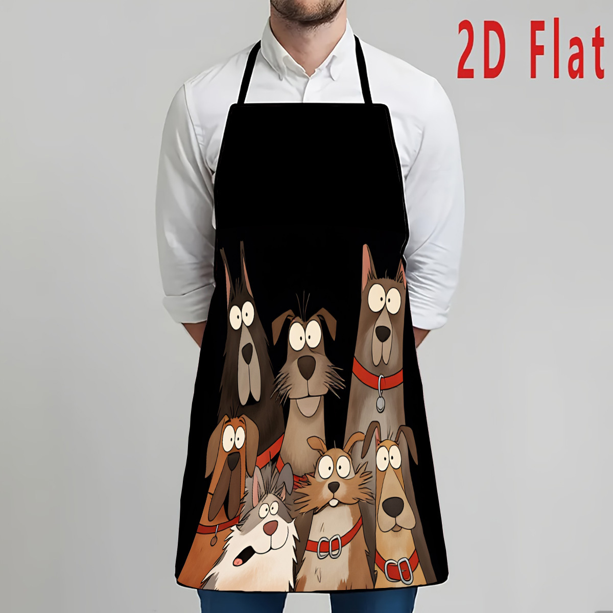 TEMU 1pc 2d Flat Dog Happy Apron, Durable And Easy To Clean, Adjustable Waist Tie, 23.6inch X 31.4inch/20.4inch X 28.3inch 2 Sizes , Product Size ,
