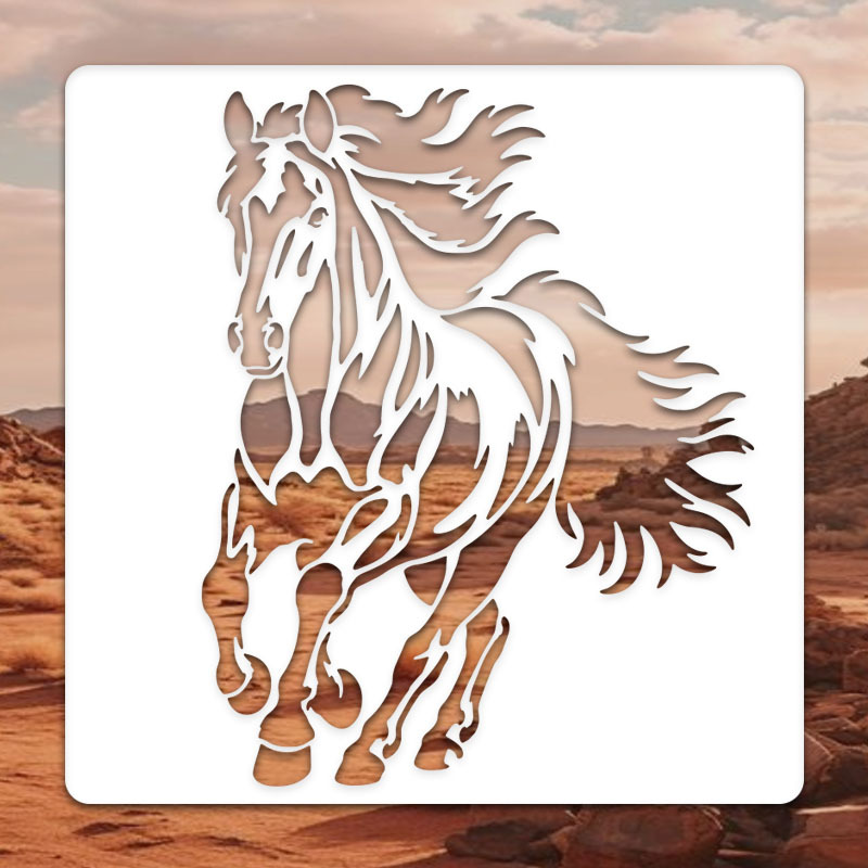 TEMU 1pc Horse Painting Template For Fabric, Paper, Spray Paint, And Graffiti - Reusable Plastic Horse Shape Template, Durable Craft, Suitable For