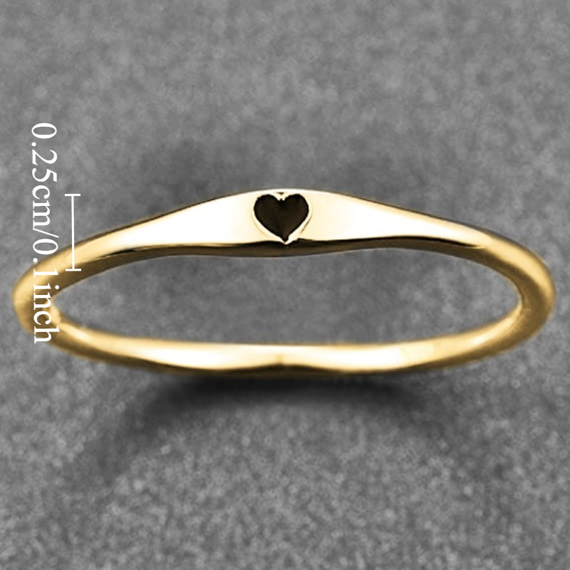 Dainty Minimalist Enamel Heart Thin Band Ring for Women