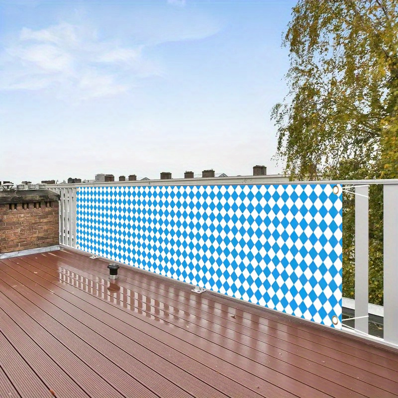 TEMU 1 pièce Bannière de Fête Bleue et Blanche pour Festival de Bière - Drapeau Décoratif en Polyester pour Clôture, Pelouse et Mur, Décoration