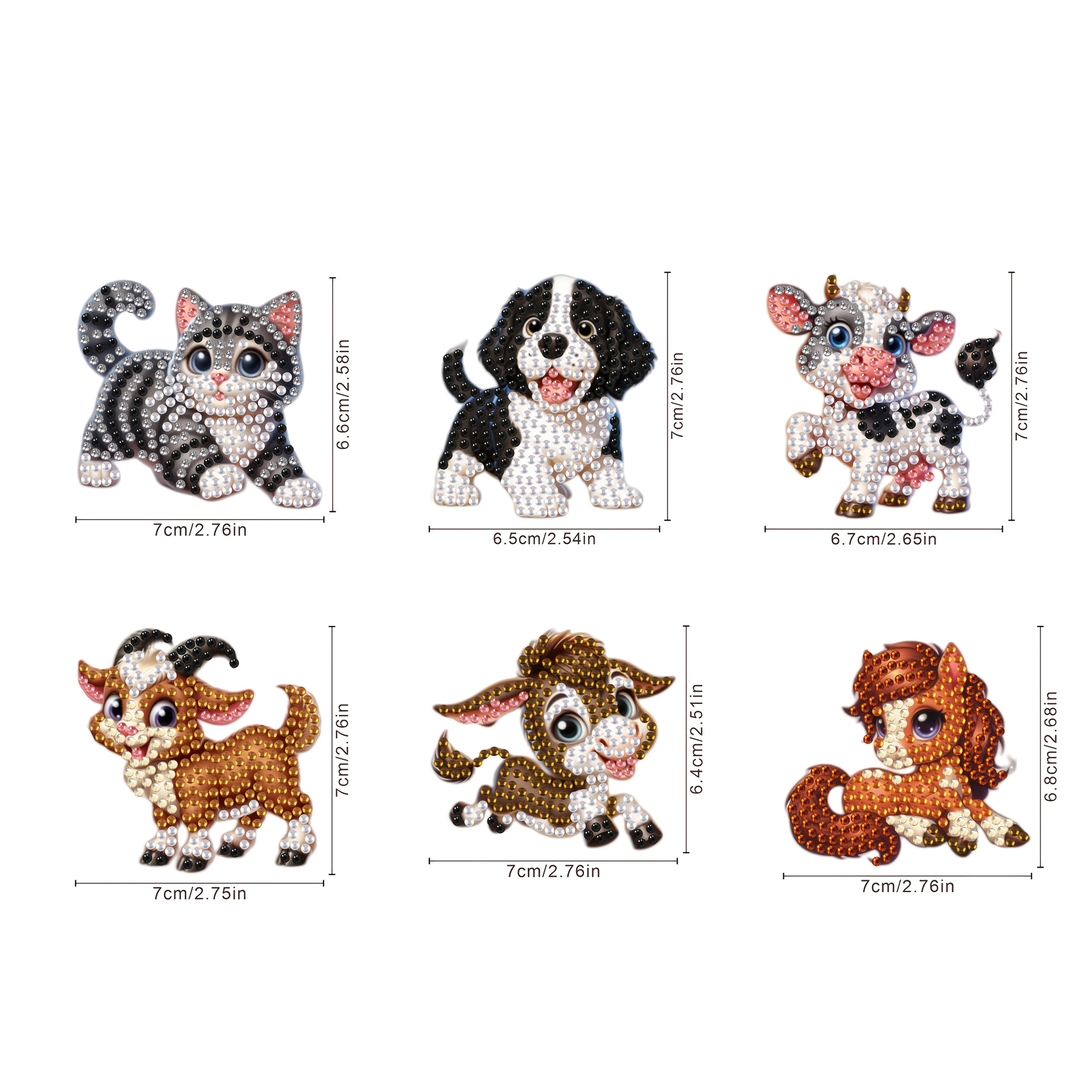 TEMU 6pcs Petit Porte-clés Peinture Diamant Animaux, avec des Paillettes en Résine Uniques, Parfait pour les Sacs à Dos de Femmes et la Décoration