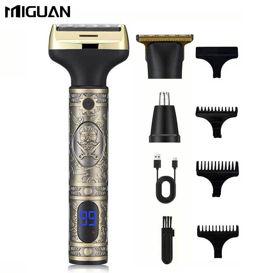 TEMU Système de rasage 3-en-1 MIGUAN pour Homme : Tondeuse à Cheveux USB, Tondeuse à Poils de Nez et Convertisseur avec Affichage Numérique, Appareil