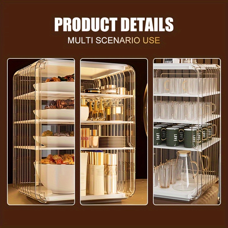 Multi-Layer Transparent Storage Rack with Dust-Proof & High Quality Design - Durable PP Plastic Organizer for Kitchen, Bathroom, Office - Clear Multi-Compartment Shelves for Utensils, Bottles, Snacks, Home Organization, Sturdy Construction, Home Organizers