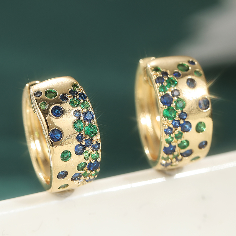 Women's Plated Bohemian Hoop Earrings with Studs