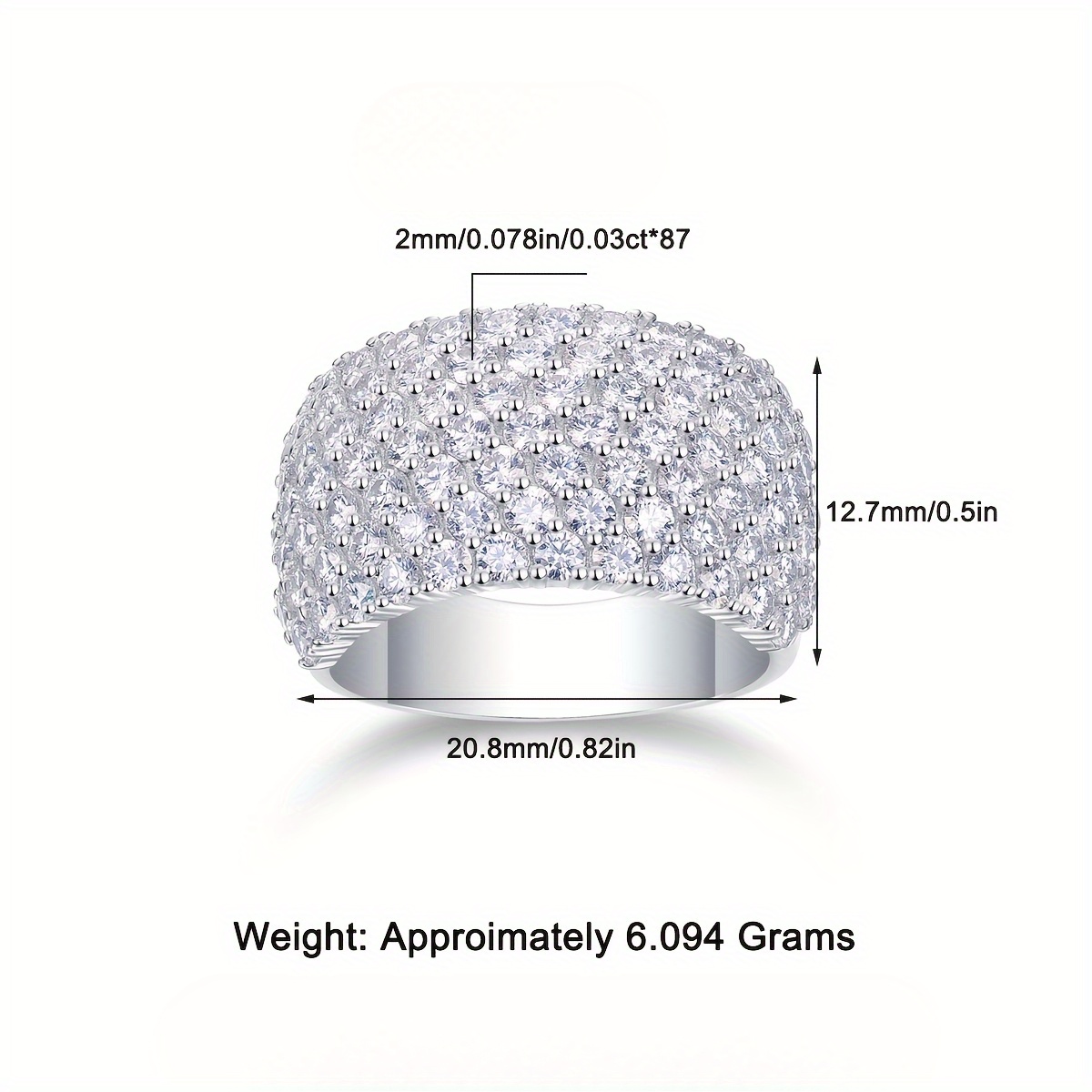 Silvery Electrocution Ring Moissanite Hao Set Closed Ring