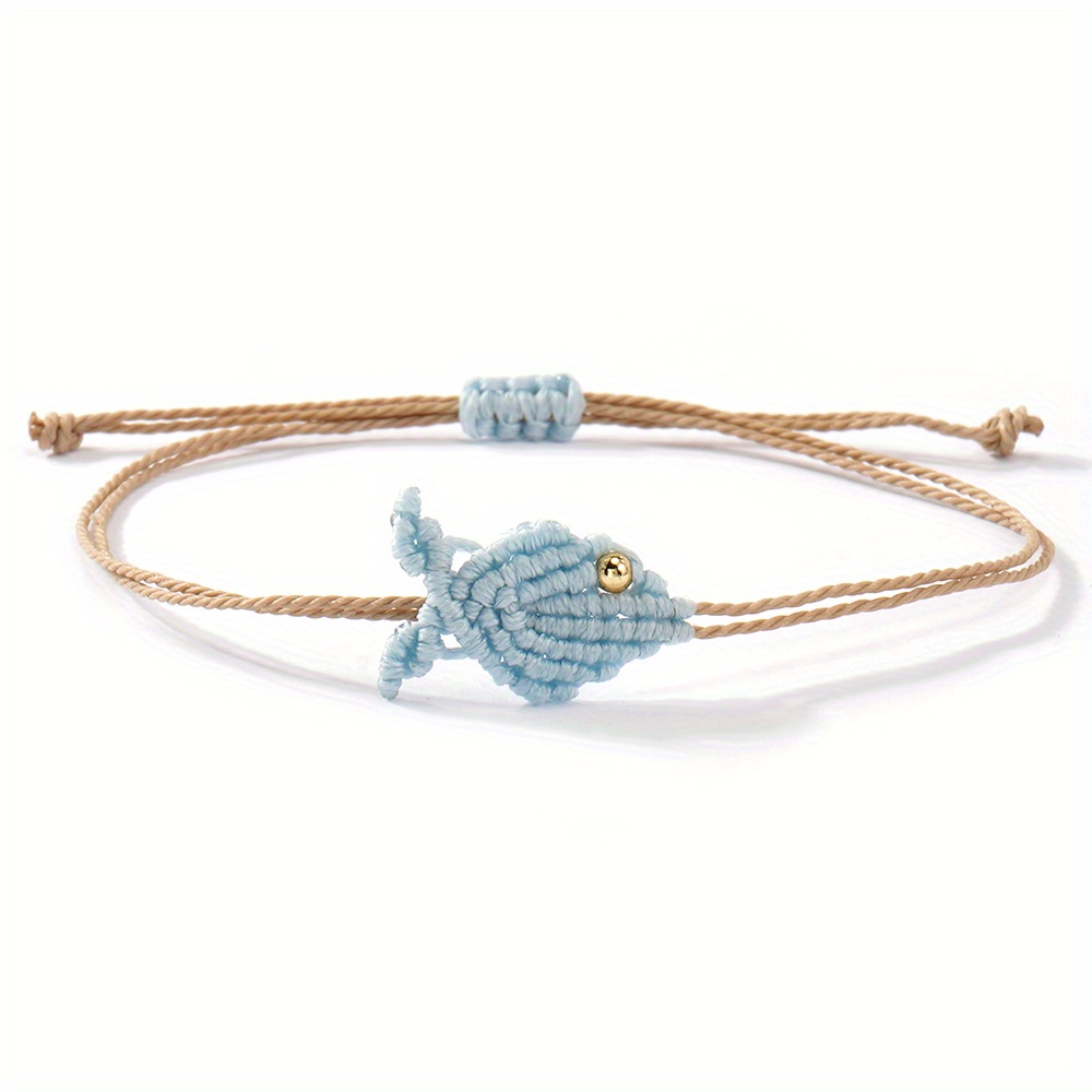1pc Women's Woven Bracelet Bohemian Style Woven Fish Friendship Rope Bracelet Suitable For Daily Vacation Wear Gift For Beautiful