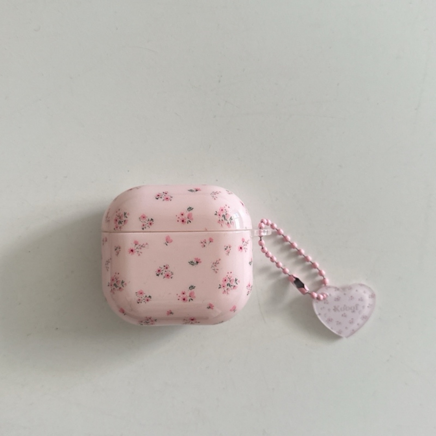 TEMU Korean Style -color Floral With Heart Pattern Pendant Earphone Case Suitable For 2/3/4/5/pro//pro3, Trendy Anti-drop Earphone Shell, Gift,