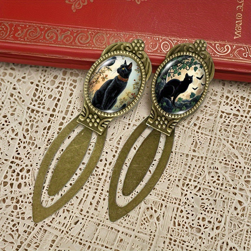 Image of 2pcs Vintage Bat, Crow, Black Cat Bookmark - Handmade-style Bird Bookmarks For Books, Journals, -readers - Cute Reading Gifts Suitable For Students, Teachers, Writers, Readers