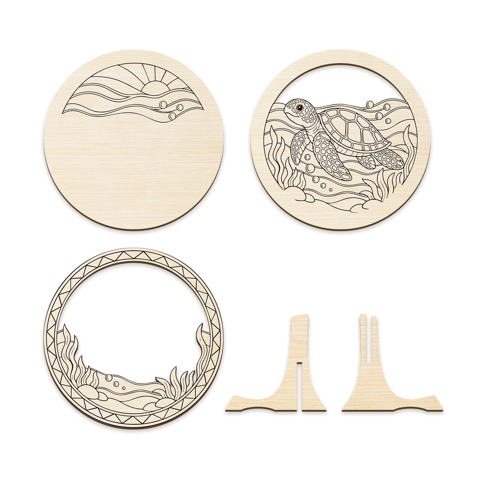 TEMU 2d Flat, 1 Set Of Paintable Wooden Art Kit, 3-layer Turtle Craft Kit, Flat Wooden Wall Art, Paintable Home Decoration, Suitable For Shelves,
