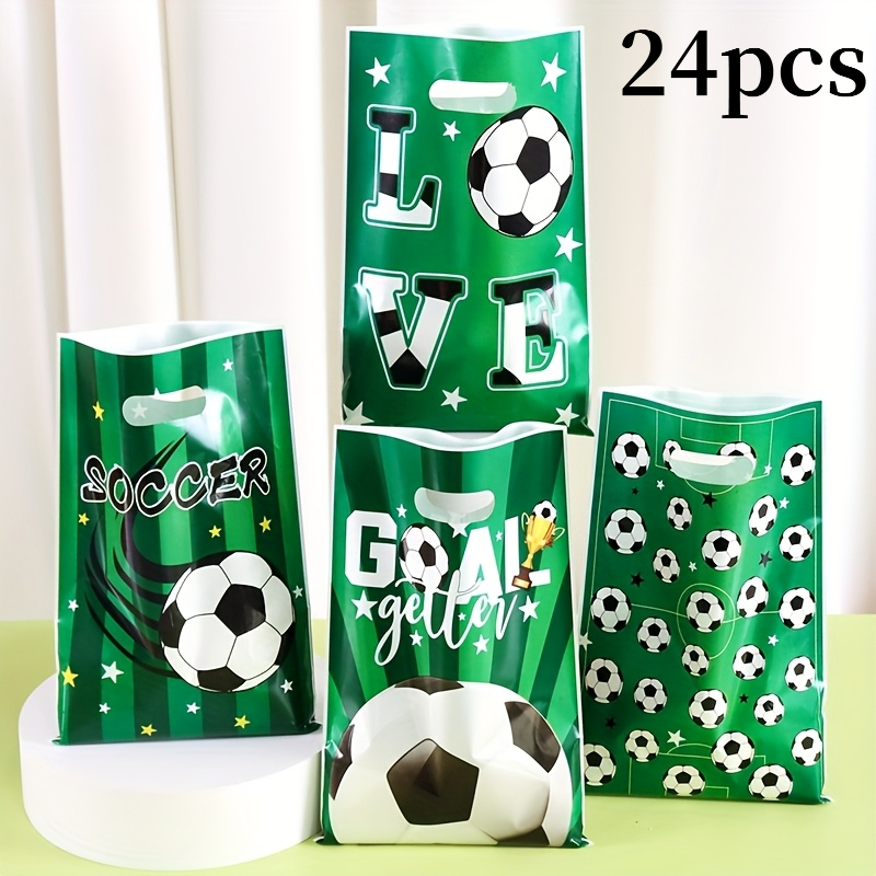 TEMU Soccer Event 2026 - 12/24pcs Football Themed Birthday Party Decorations And Sports Activity Party Favor Bags, With Dimensions 6.5 X 9.84 Inches,