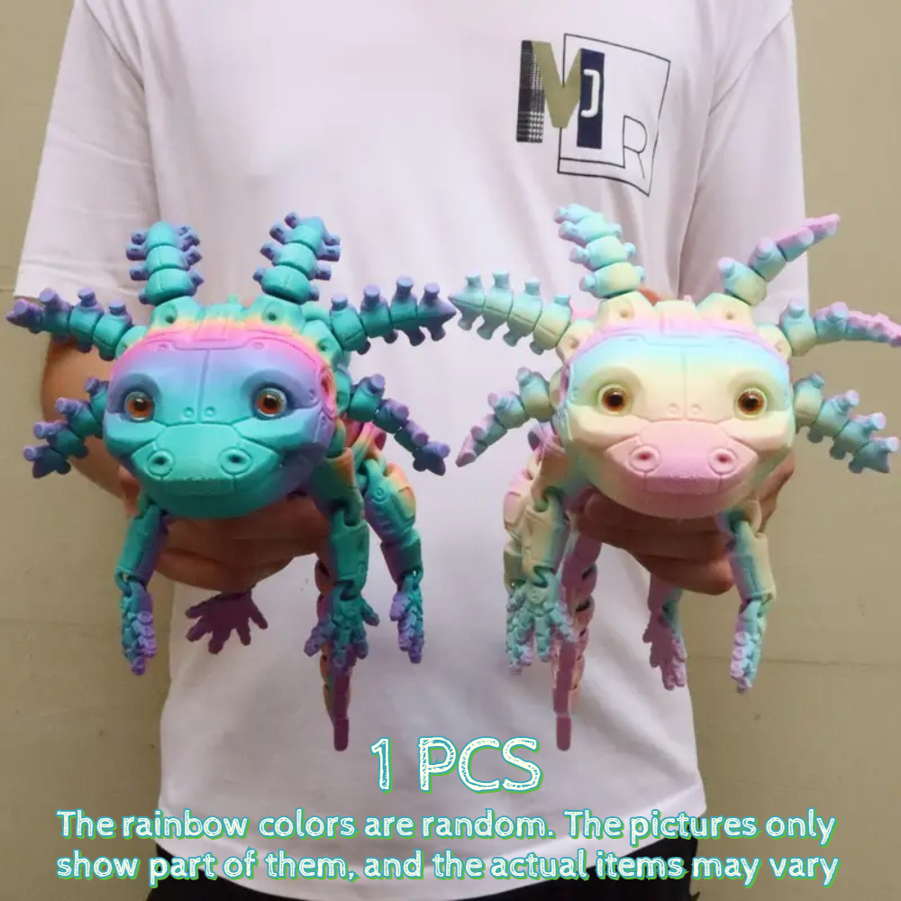 Image of 1pc 37cm/14.57inch Giant 3d Printed Mechanical Axolotl - Random Color, Articulated Statue With Detachable Head, Home Decor & Holiday Gift