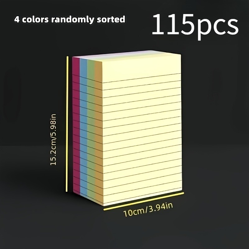 TEMU 115pcs 4-color Assorted Sticky Notes - Creative Memo Pad, 4 Colors - Tear-off Notepad, Suitable For Office And Home Use, Quick Note-taking,