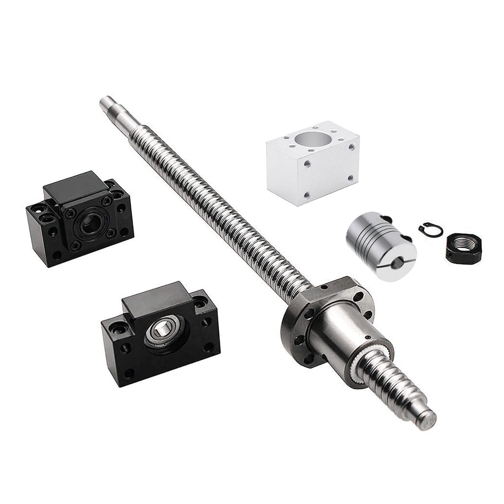 Image of 1pc 600mm Sfu1204 Ball Screw Kit With End Supports And Coupling, Metal For Cnc, 3d Printing And Industrial Equipment