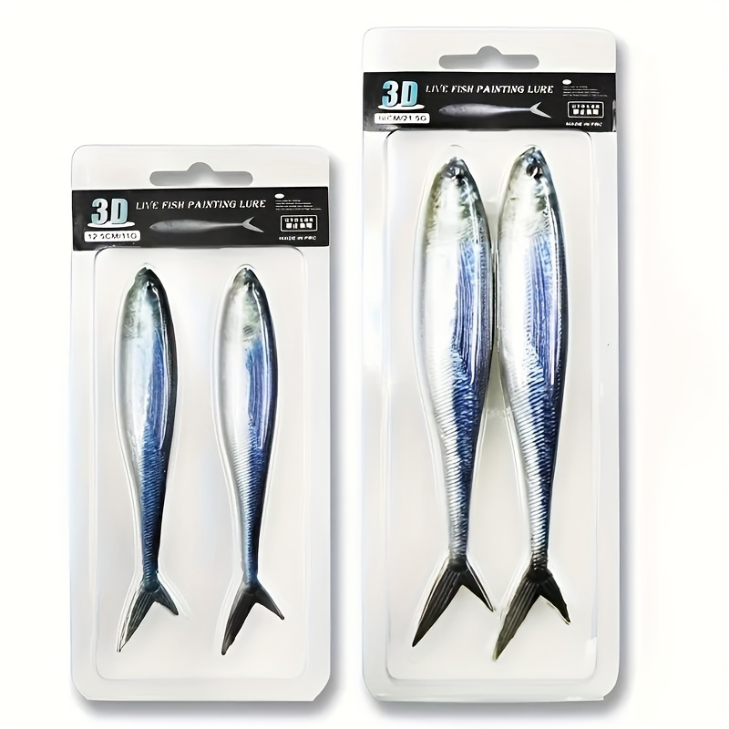 

Lot de 2 leurres de souples réalistes, Swimbaits détails d'yeux de poisson 3D, matériau PVC, et aux déchirures, de en eau et eau salée plomb