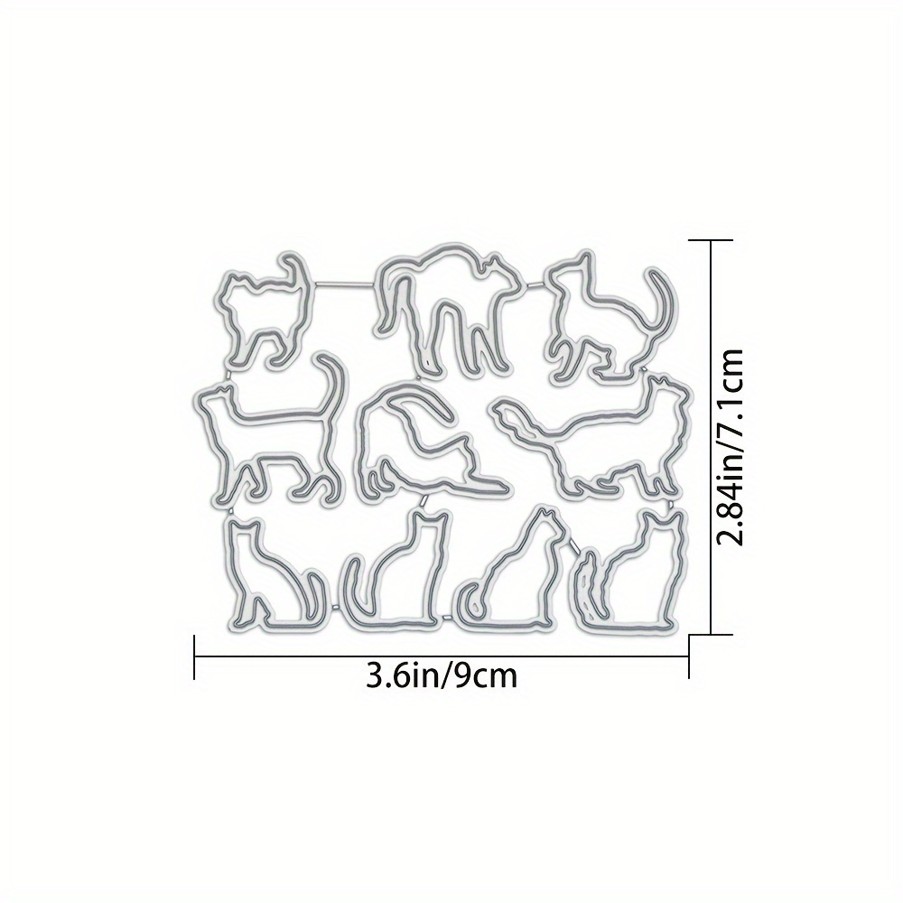 TEMU Molde de Corte para Tarjetas con Diseño Animal Gato, Plantilla Metálica Cortante DIY Artesanía Álbum Scrapbooking Papel Cartulina Herramienta