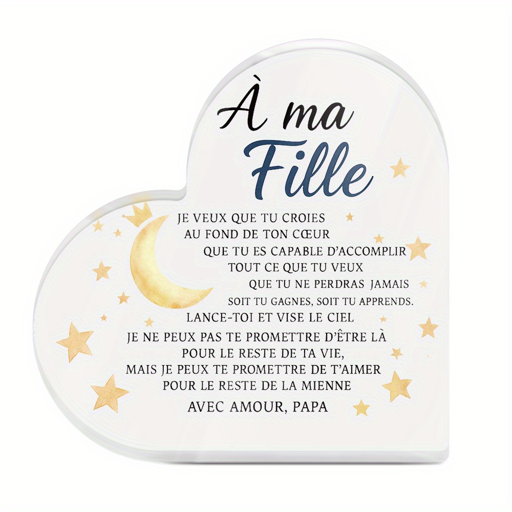 TEMU 2D Plat - [2D Plat] 1pc de décoration de table en acrylique de cœur français, À , pour , convient pour la décoration de bureau, parfait cadeau