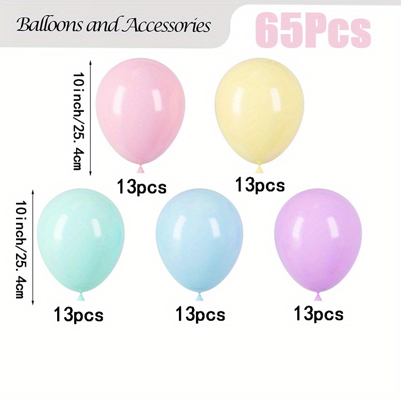 Image of 65pcs 10inch Macaron Latex Balloons, For Shower, Graduation, Easter, Wedding, Birthday, Bridal Shower, Rainbow Party, Anniversary Party Decorations For Christmas, Halloween