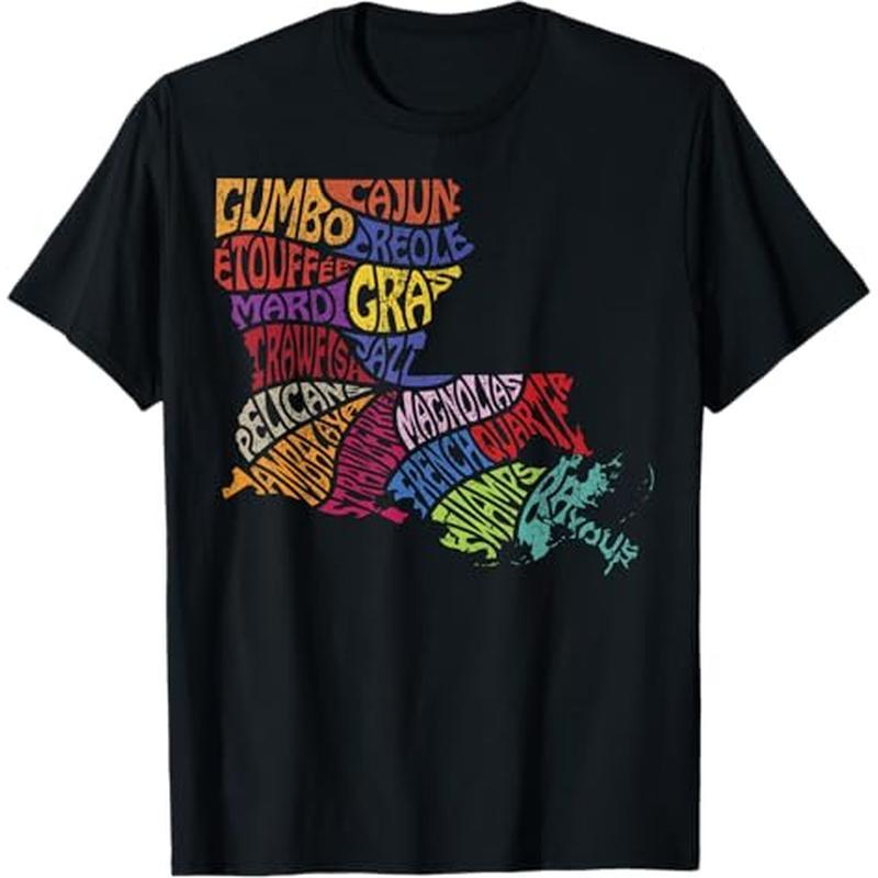 

State Map Tee Creole T-, 100% , For Men Dad Husband , S-xxxl,