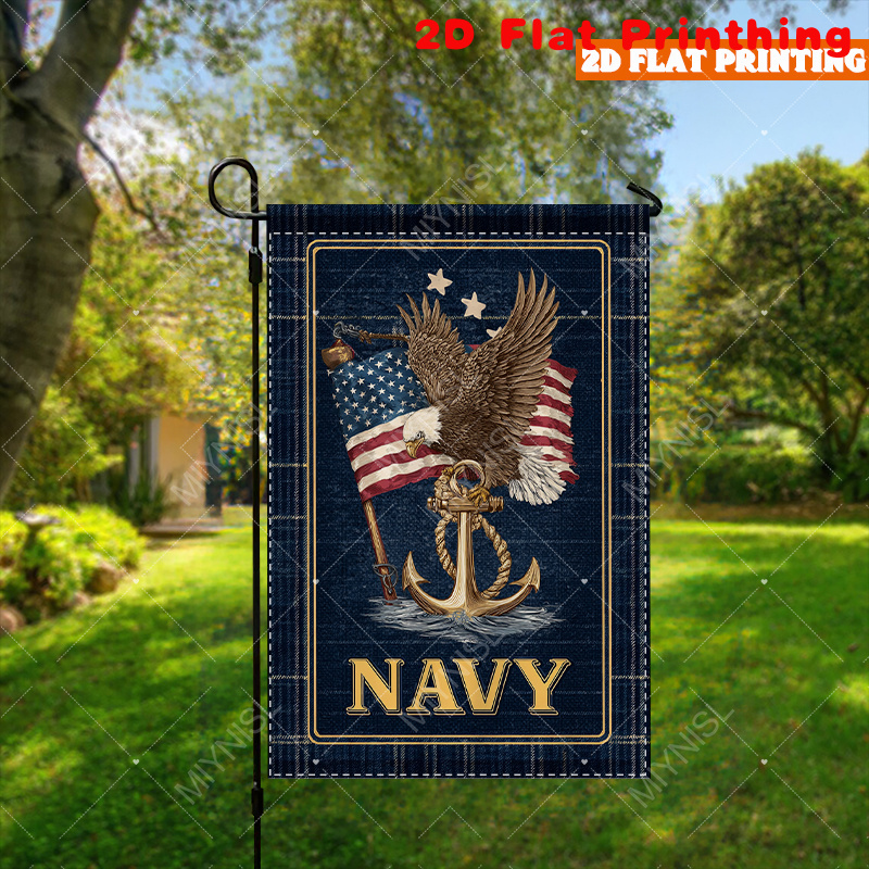 TEMU 2d Flat, 2d Design- This 12x 18inch Double-sided Garden Flag, Made Of Durable Polyester, Features An Eagle And , Making It Perfect For A