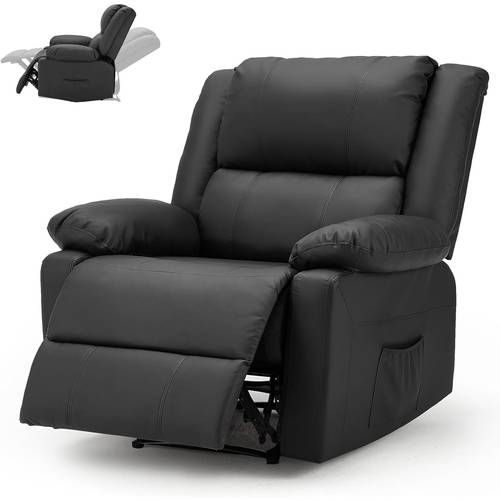 fauteuil inclinable ergonomique avec fonction de fauteuil tv | jusquà 150 kg, revêtement en similicuir synthétique, commandes daffectation manuelles, poches de rangement latérales, -pieds, cadre en métal -
