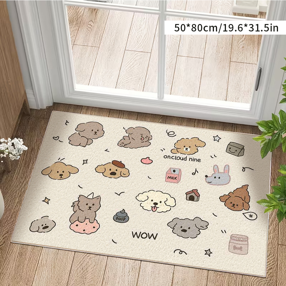 TEMU 1pc Puppy & Cat Non-slip Doormat Suitable For Modern Minimalist Or Bohemian Home Decor - Soft Machine-washable With Designs, Easy Clean Entryway
