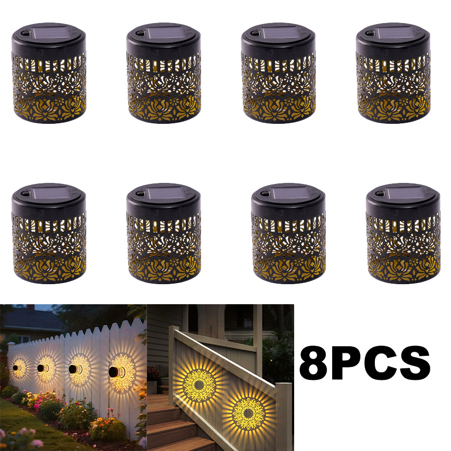 8pcs Rose Wall Landscape Garden Lawn Step Floor Statue Lamp | Solar-power Projection Light For Yard, Path, Party, Wedding, Room, Ip65, Freestanding
