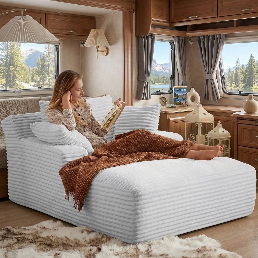 rv oversized corduroy cloud shaped recliner suitable for campers cabins and compact seating sofas in small  
