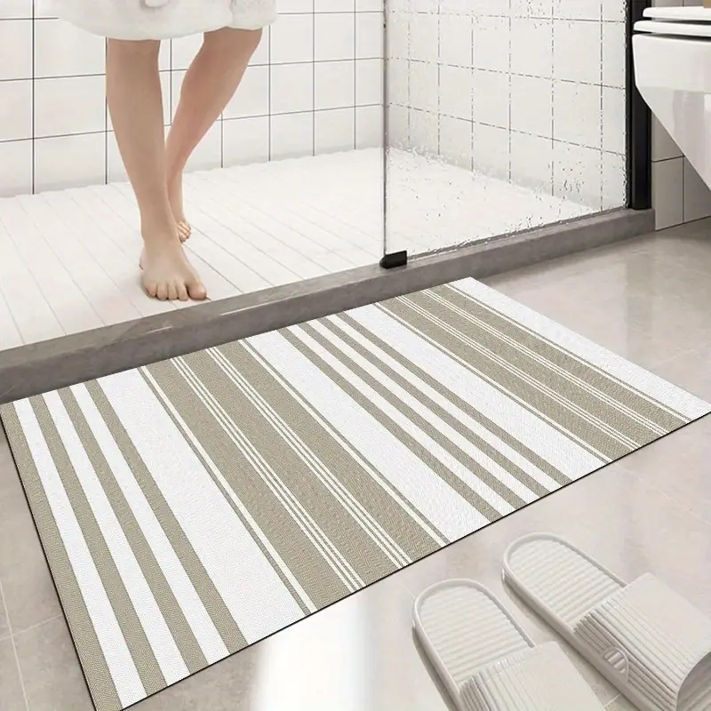 1pc modern striped bath mat non slip absorbent easy to durable rubber backing rectangular design for bathroom bedroom kitchen laundry room decor bathroom mat Product details 5