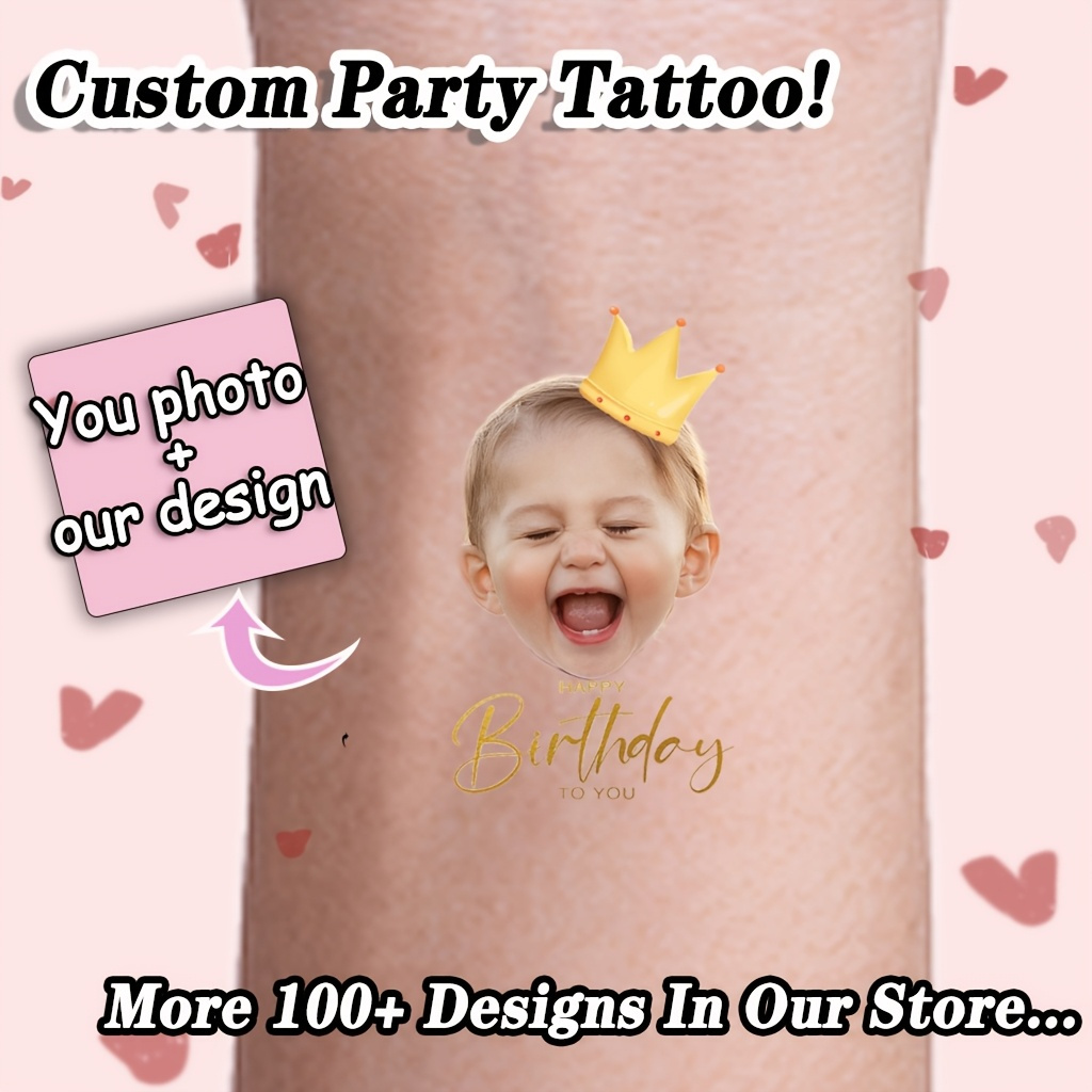 TEMU 16 autocollants de tatouages personnalisés et amusants, de tatouages mignons et drôles, adaptés aux fêtes à thème, aux anniversaires, aux