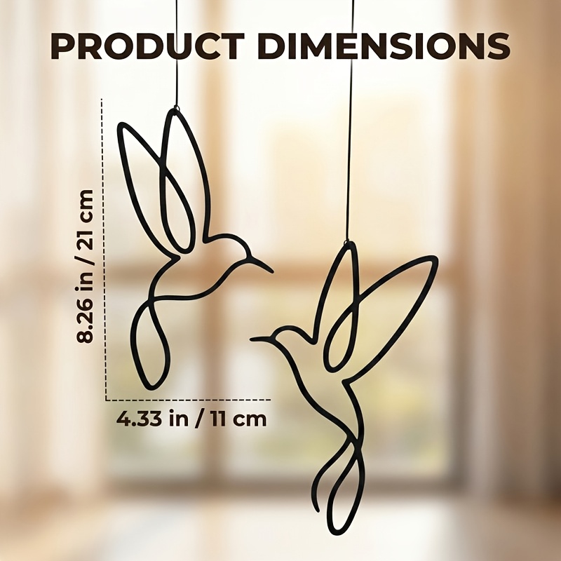 TEMU 2d Flat, Hummingbird Wall Decor - Modern Wrought & Acrylic Hanging Ornament Suitable For Indoor/outdoor, Wedding & Christmas Decoration,