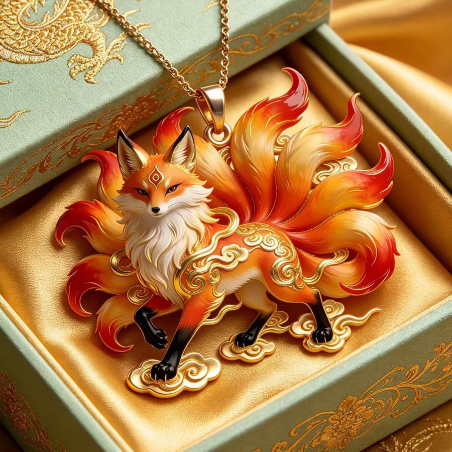 TEMU Collier minimaliste rond avec motif nuage et pendentif renard, effet perles transparent et atmosphérique, nouveau style chinois, idéal pour tout