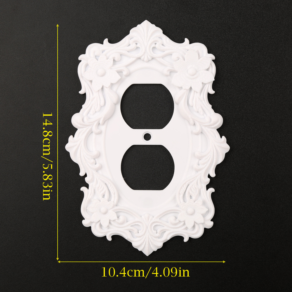 TEMU 1pc Premium Durable Abs Plastic Ornate Switch Plate, Vintage Rococo Relief, Black And White Options