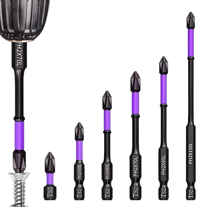 TEMU 6pcs High Magnetic Screwdriver Drill Bit Set, Anti Slip Magnetic Electric Screwdriver Set For Impact Driver, Upgrade Strong Magnetic Durability