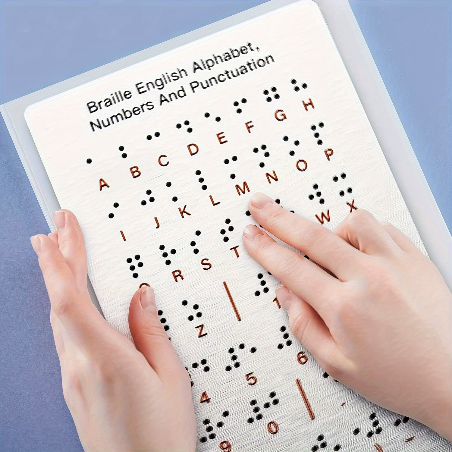 TEMU 1pc Braille Alphabet Board, Alloy Material With Raised Dots, Suitable For Beginners To Learn Braille, Educational Gifts, Braille Educational